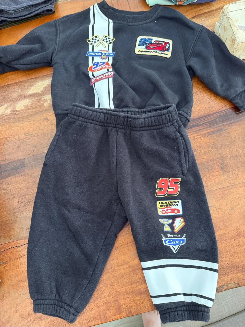 GAP Black Kids Sweatshirt and Joggers with Racing Graphics